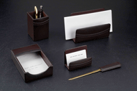 Brown 5 Piece Leather Desk Accessory Sets