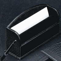 Black Croco-Grain Leather Letter Rack