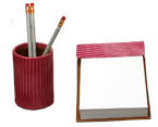 Desert Pink 2-Piece Reptile-Grain Leather Desk Accessories Set
