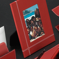 Red 4" x 6" Leather Picture Frame with Easel